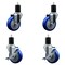 Service Caster 4'' Blue Poly Wheel Swivel 1-3/4'' Expanding Stem Caster Set 2 Brakes, 4PK SCC-EX20S414-PPUB-BLUE-2-TLB-2-134 - alternate 1